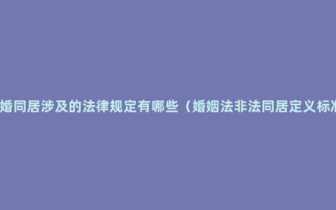 非婚同居涉及的法律规定有哪些（婚姻法非法同居定义标准）