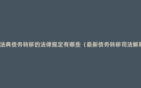 民法典债务转移的法律规定有哪些（最新债务转移司法解释）