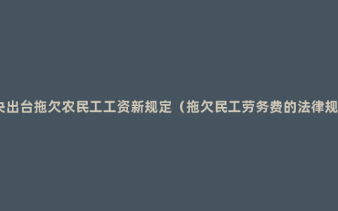 中央出台拖欠农民工工资新规定（拖欠民工劳务费的法律规定）