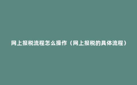 网上报税流程怎么操作（网上报税的具体流程）