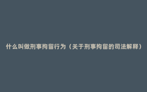 什么叫做刑事拘留行为（关于刑事拘留的司法解释）