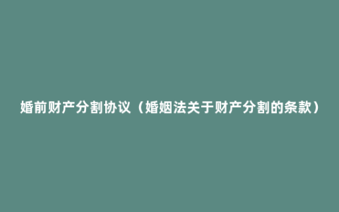 婚前财产分割协议（婚姻法关于财产分割的条款）