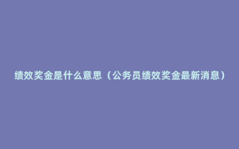 绩效奖金是什么意思（公务员绩效奖金最新消息）