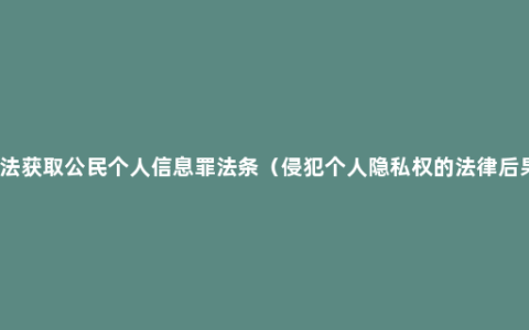 非法获取公民个人信息罪法条（侵犯个人隐私权的法律后果）