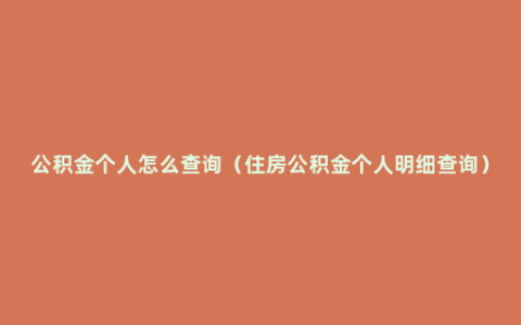 公积金个人怎么查询（住房公积金个人明细查询）