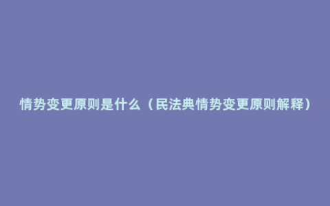 情势变更原则是什么（民法典情势变更原则解释）