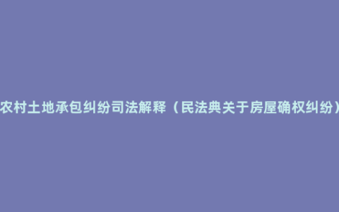 农村土地承包纠纷司法解释（民法典关于房屋确权纠纷）