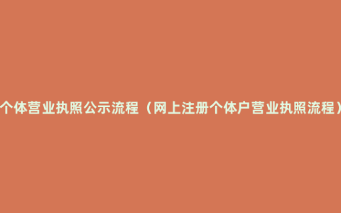 个体营业执照公示流程（网上注册个体户营业执照流程）