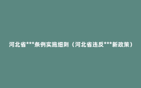 河北省***条例实施细则（河北省违反***新政策）