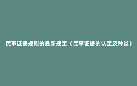 民事证据规则的最新规定（民事证据的认定及种类）