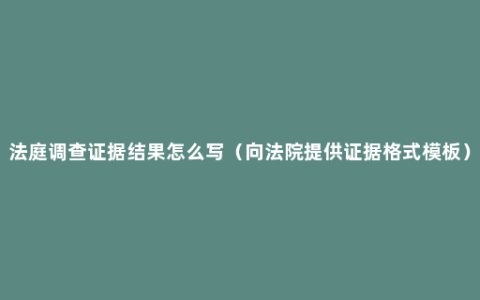 法庭调查证据结果怎么写（向法院提供证据格式模板）