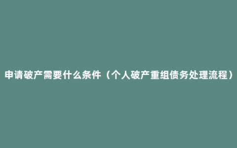 申请破产需要什么条件（个人破产重组债务处理流程）