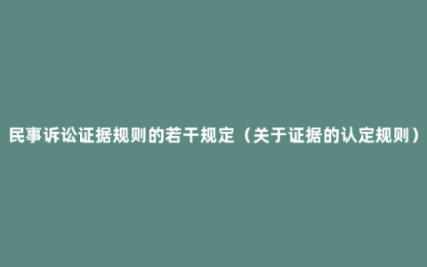 民事诉讼证据规则的若干规定（关于证据的认定规则）