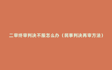 二审终审判决不服怎么办（民事判决再审方法）