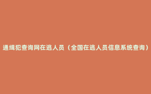 通缉犯查询网在逃人员（全国在逃人员信息系统查询）