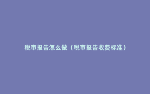 税审报告怎么做（税审报告收费标准）