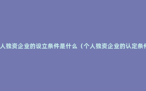 个人独资企业的设立条件是什么（个人独资企业的认定条件）