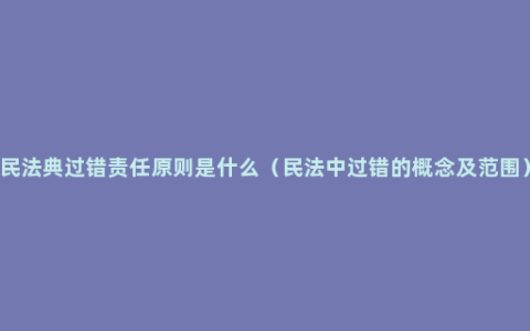 民法典过错责任原则是什么（民法中过错的概念及范围）