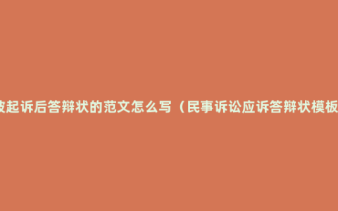 被起诉后答辩状的范文怎么写（民事诉讼应诉答辩状模板）