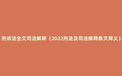 刑诉法全文司法解释（2022刑法及司法解释条文释义）