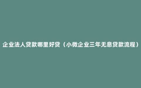 企业法人贷款哪里好贷（小微企业三年无息贷款流程）