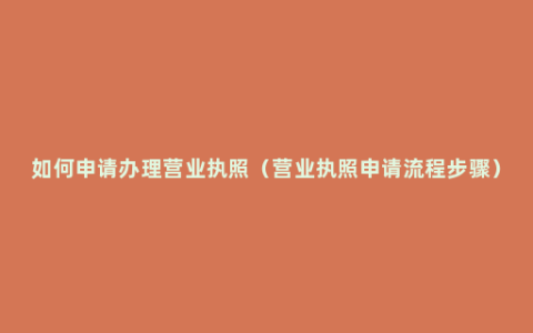 如何申请办理营业执照（营业执照申请流程步骤）