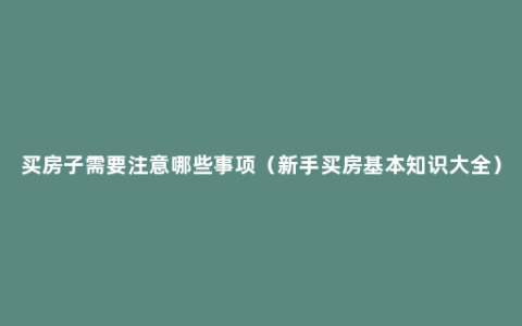 买房子需要注意哪些事项（新手买房基本知识大全）