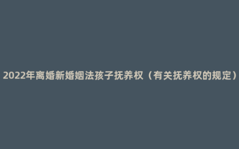 2022年离婚新婚姻法孩子抚养权（有关抚养权的规定）