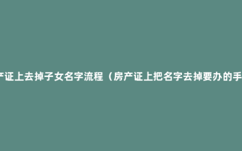 房产证上去掉子女名字流程（房产证上把名字去掉要办的手续）