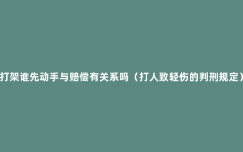 打架谁先动手与赔偿有关系吗（打人致轻伤的判刑规定）