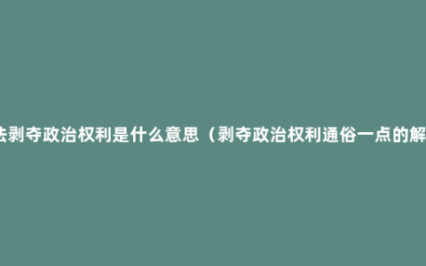 依法剥夺政治权利是什么意思（剥夺政治权利通俗一点的解释）