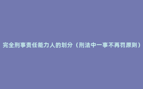 完全刑事责任能力人的划分（刑法中一事不再罚原则）