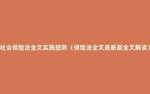 社会保险法全文实施细则（保险法全文最新版全文解读）