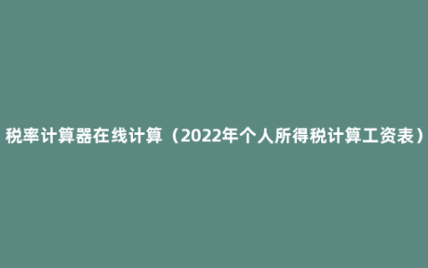 税率计算器在线计算（2022年个人所得税计算工资表）