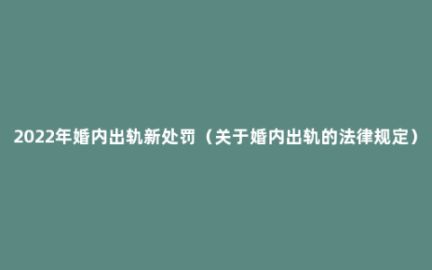 2022年婚内出轨新处罚（关于婚内出轨的法律规定）