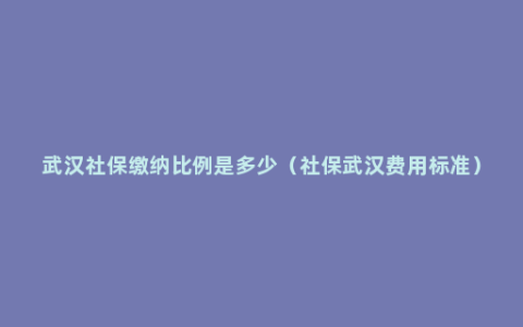 武汉社保缴纳比例是多少（社保武汉费用标准）