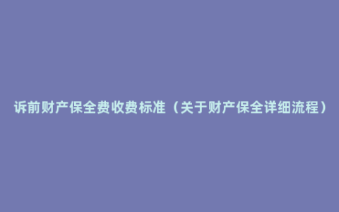 诉前财产保全费收费标准（关于财产保全详细流程）