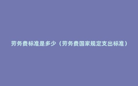 劳务费标准是多少（劳务费国家规定支出标准）