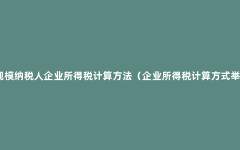 小规模纳税人企业所得税计算方法（企业所得税计算方式举例）