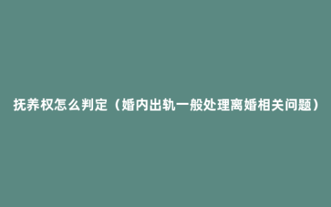 抚养权怎么判定（婚内出轨一般处理离婚相关问题）