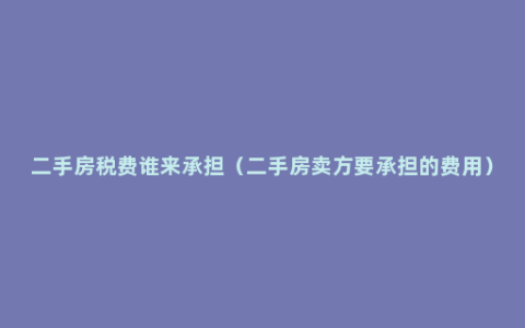 二手房税费谁来承担（二手房卖方要承担的费用）