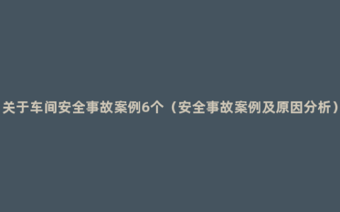 关于车间安全事故案例6个（安全事故案例及原因分析）