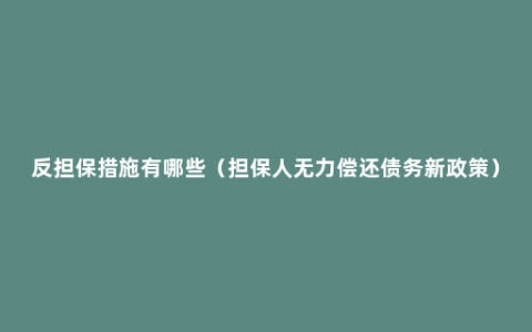 反担保措施有哪些（担保人无力偿还债务新政策）