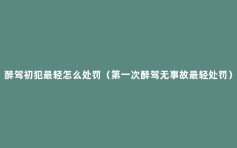 醉驾初犯最轻怎么处罚（第一次醉驾无事故最轻处罚）