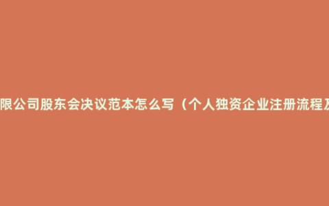 一人有限公司股东会决议范本怎么写（个人独资企业注册流程及材料）