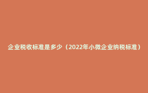 企业税收标准是多少（2022年小微企业纳税标准）