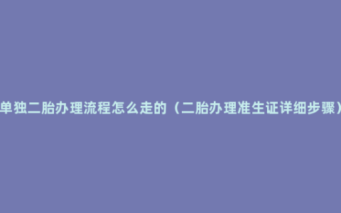 单独二胎办理流程怎么走的（二胎办理准生证详细步骤）