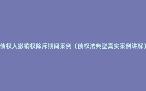 债权人撤销权除斥期间案例（债权法典型真实案例讲解）