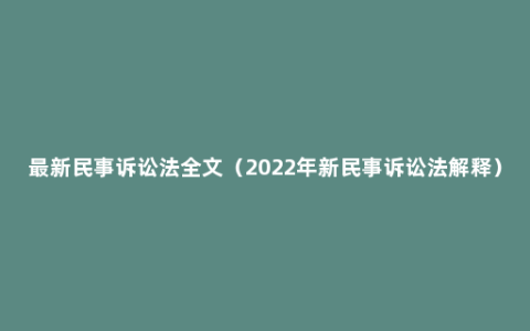 最新民事诉讼法全文（2022年新民事诉讼法解释）