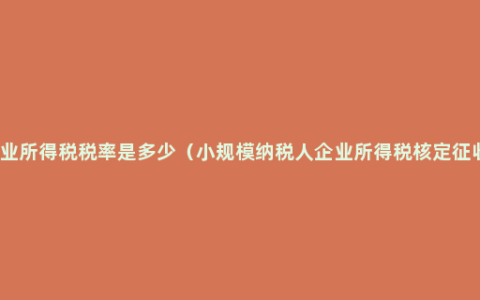 企业所得税税率是多少（小规模纳税人企业所得税核定征收）